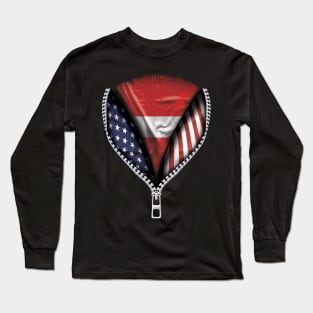 Latvian Flag  Latvia Flag American Flag Zip Down - Gift for Latvian From Latvia Long Sleeve T-Shirt